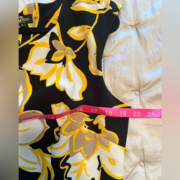 Phase 7 Seven sleeveless sheath dress size 10 Yellow Black floral midi EUC - Picture 12 of 12